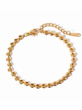 18K Gold Plated Minimalist Heart Link Chain Bracelet